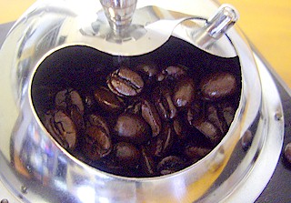 coffee in the grinder